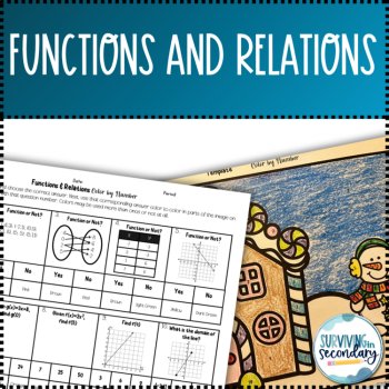 Functions and Relations Gingerbread Holiday Coloring Activity, image 2