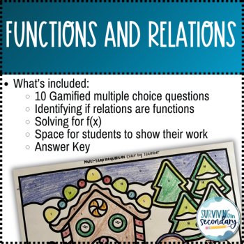 Functions and Relations Gingerbread Holiday Coloring Activity, image 3