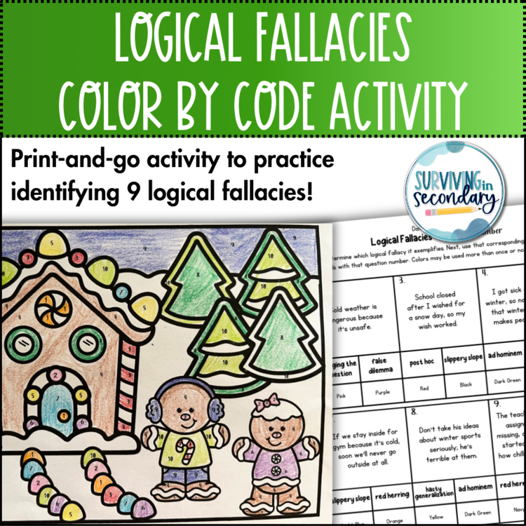 Logical Fallacies Gingerbread Coloring Activity for ELA and more!