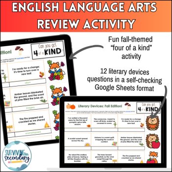 Literary Devices Fall-Themed Review - Digital Activity for ELA, image 2