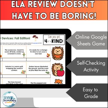 Literary Devices Fall-Themed Review - Digital Activity for ELA, image 3