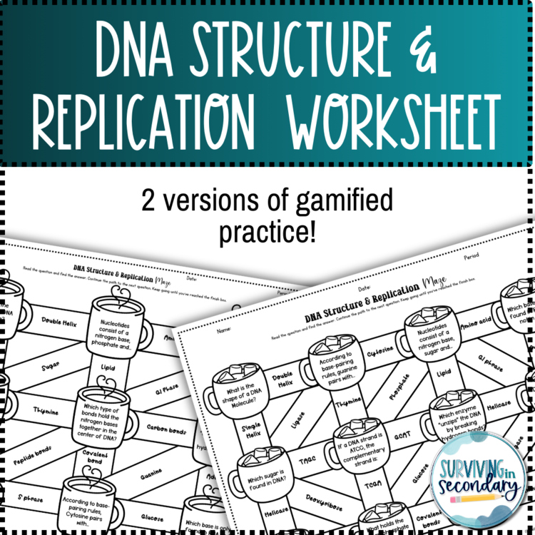 DNA Structure and Replication Maze Worksheets