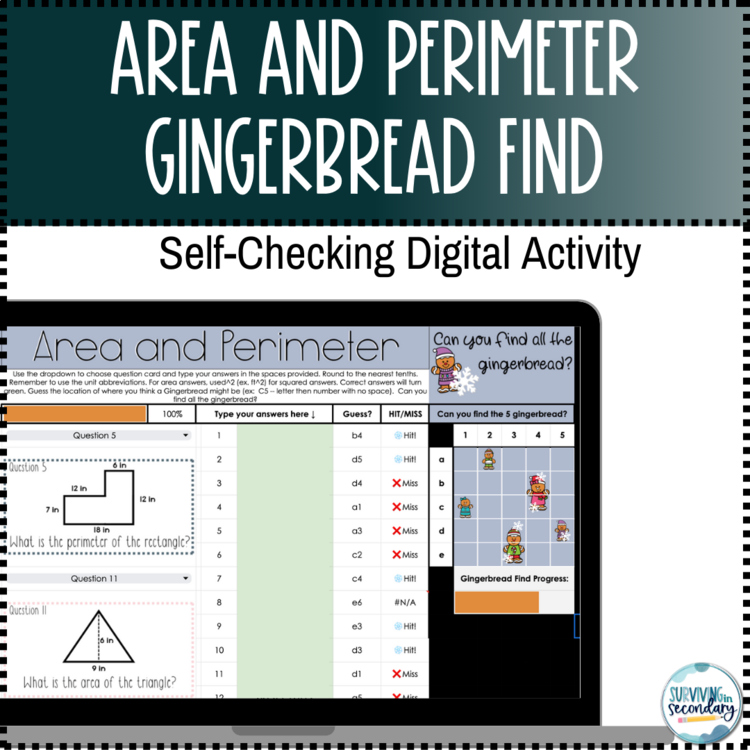 Area and Perimeter Gingerbread Find Digital Activity