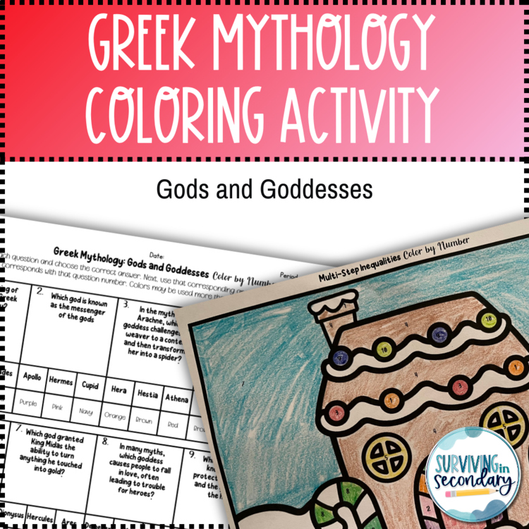 Greek Mythology Gods and Goddesses  Holiday Gingerbread Coloring Activity