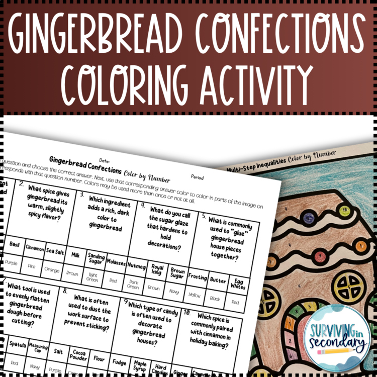 Gingerbread Confections Holiday Coloring Activity