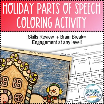 Parts of Speech Holiday Lyrics Coloring Gingerbread Activity, image 2