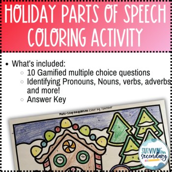 Parts of Speech Holiday Lyrics Coloring Gingerbread Activity, image 3