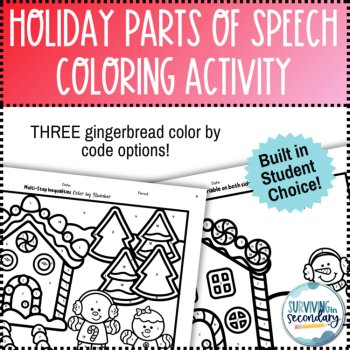 Parts of Speech Holiday Lyrics Coloring Gingerbread Activity, image 4