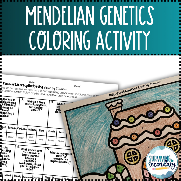Mendelian Genetics Holiday Gingerbread Coloring Activity