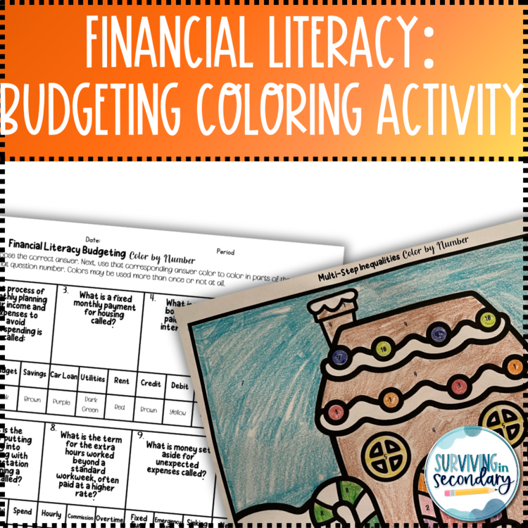Financial Literacy: Budgeting  Holiday Gingerbread Coloring Activity