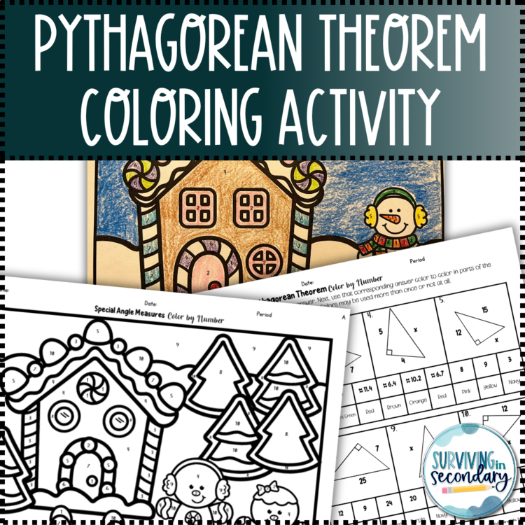 The Pythagorean Theorem Holiday Gingerbread Coloring Activity