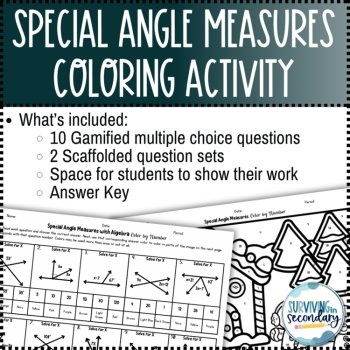 Special Angle Measures (with and without Algebra) Holiday Coloring Activity, image 3