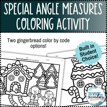 Special Angle Measures (with and without Algebra) Holiday Coloring Activity, image 4