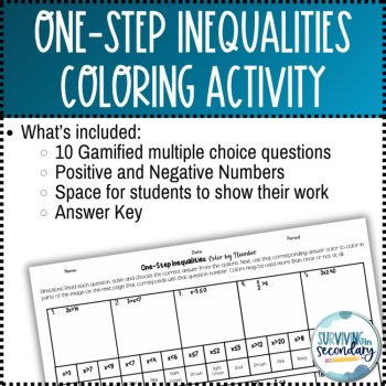 Solving One-Step Inequalities Holiday Coloring Activity, image 3