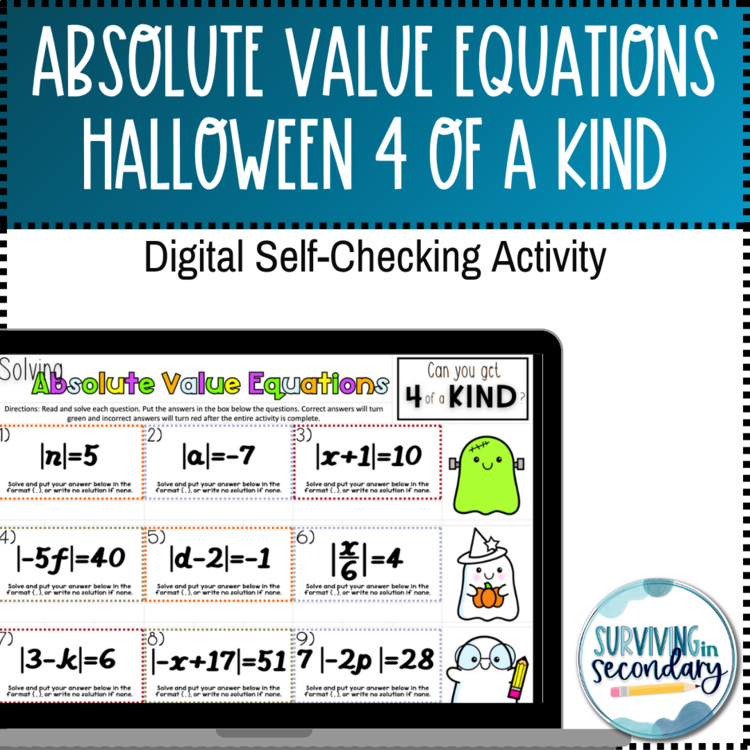 Absolute Value Equations Halloween-Themed Digital Activity
