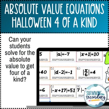 Absolute Value Equations Halloween-Themed Digital Activity, image 2