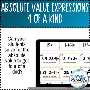 Absolute Value Expressions Fall-Themed Four of a Kind Digital Activity, image 2