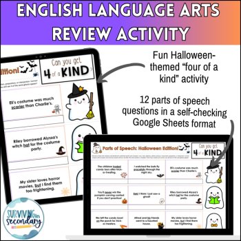 Parts of Speech Halloween-Themed Review - Digital Activity for ELA, image 2