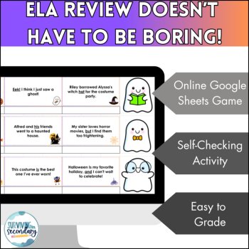 Parts of Speech Halloween-Themed Review - Digital Activity for ELA, image 3