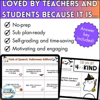 Parts of Speech Halloween-Themed Review - Digital Activity for ELA, image 4