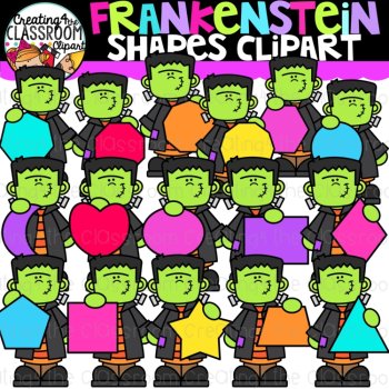 Frankenstein Clipart Bundle – School Supplies, Shapes, Colors, & Letters, image 2