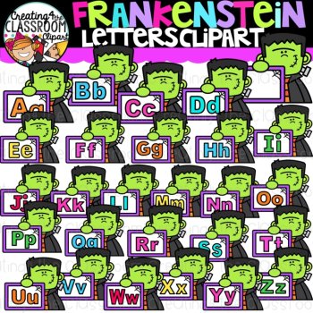 Frankenstein Clipart Bundle – School Supplies, Shapes, Colors, & Letters, image 4