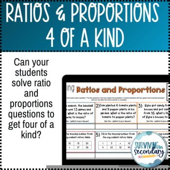 Solving Ratios and Proportions Fall-Themed Four of a Kind Digital Activity, image 2