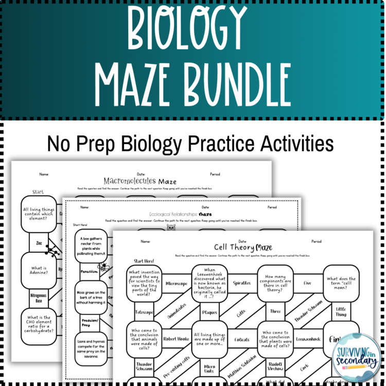 Biology Maze Activities for Students | Growing Bundle