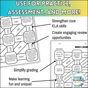 ELA Practice Activity BUNDLE - No-Prep Maze Worksheets for Middle & High School, image 2