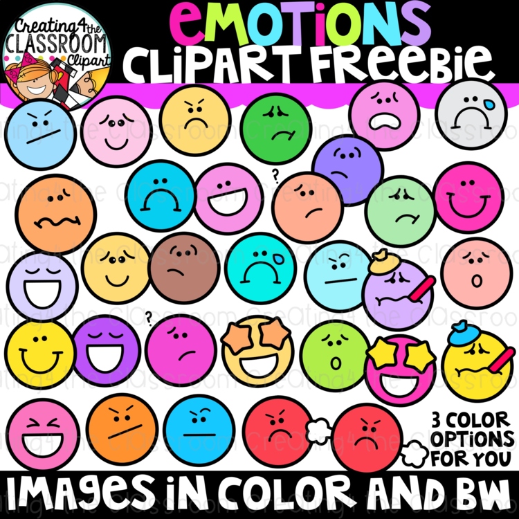 FREE Emotions Clipart – Soft, Bright & Yellow Color Sets