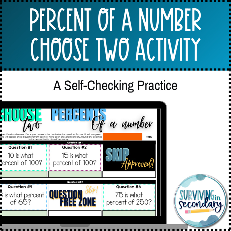 Percent of a Number Choose Two Self-Checking Digital Practice