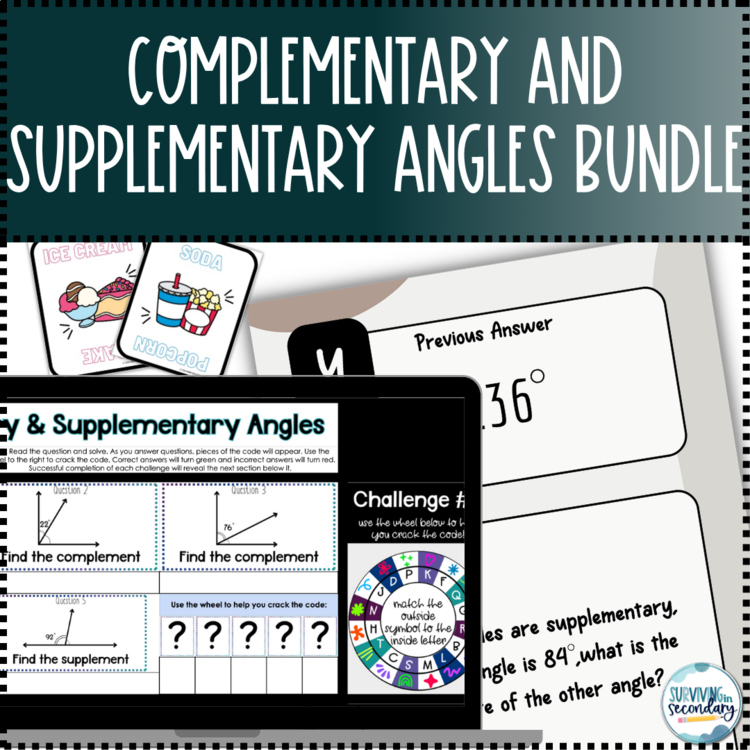 Complementary and Supplementary Angles Activities Bundle