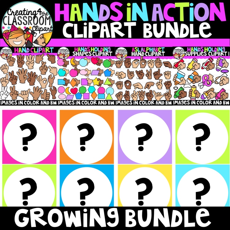 Hand Clipart Growing Bundle | Hands in action Clip Art for Worksheets