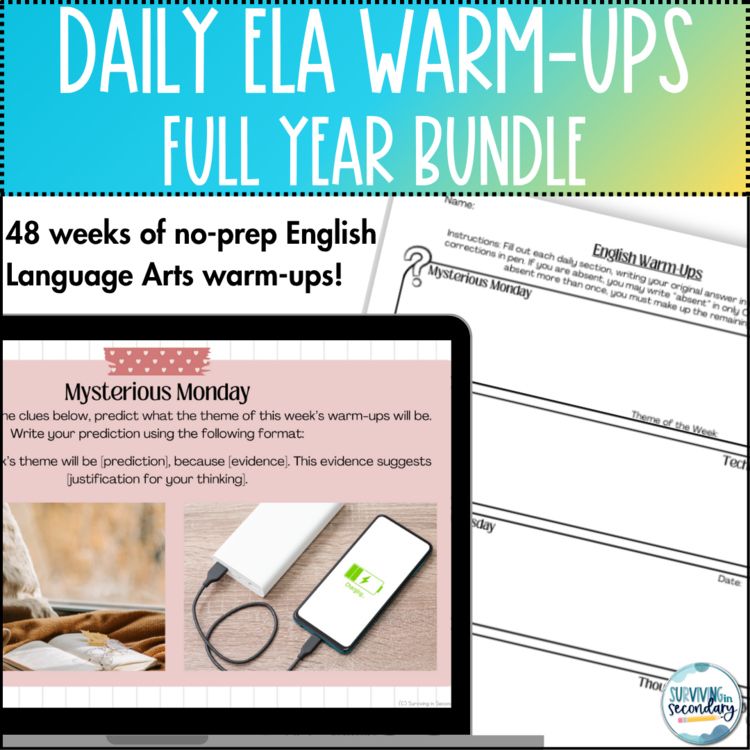 Full Year of ELA Warm-Ups - 48 Weeks of Daily English Language Arts Bellringers!
