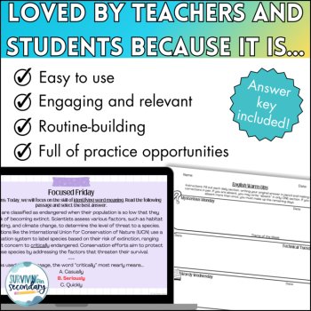 Daily ELA Warm-Ups - Cross-Curricular Themed - 12 Weeks of English Bellringers!, image 4