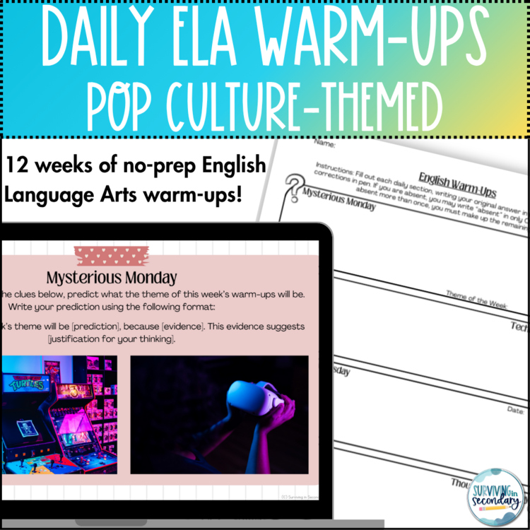 Daily ELA Warm-Ups - Pop Culture-Themed - 12 Weeks of English Bellringers!