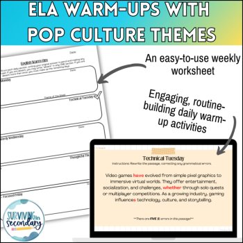 Daily ELA Warm-Ups - Pop Culture-Themed - 12 Weeks of English Bellringers!, image 2