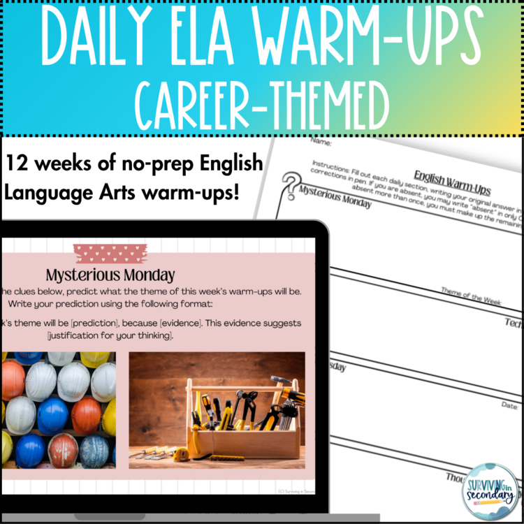 Daily English Language Arts Warm-Ups - Career-Themed - 12 Weeks of Bellringers!
