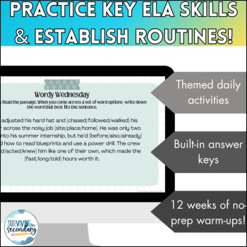 Daily English Language Arts Warm-Ups - Career-Themed - 12 Weeks of Bellringers!, image 3
