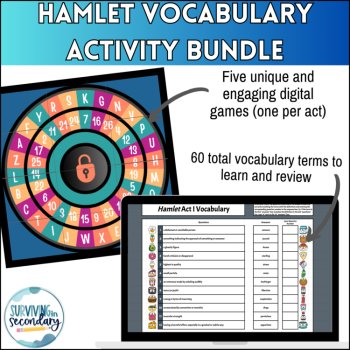 Hamlet Vocabulary BUNDLE - 5 Digital Activities - BONUS Google Forms Assessment, image 2