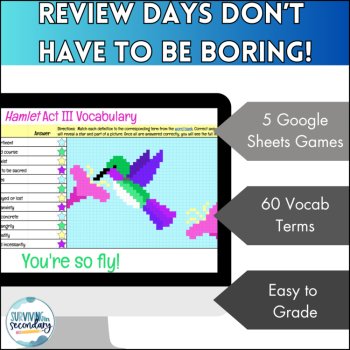 Hamlet Vocabulary BUNDLE - 5 Digital Activities - BONUS Google Forms Assessment, image 3