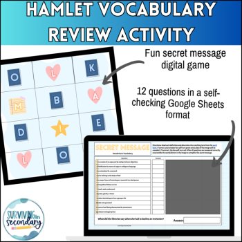 Hamlet Act V Vocabulary - Self-Checking Digital Activity for High School English, image 2