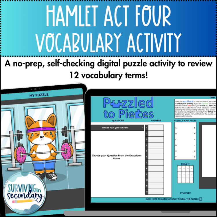 Hamlet Act IV Vocabulary - Self-Checking Digital Game for High School English