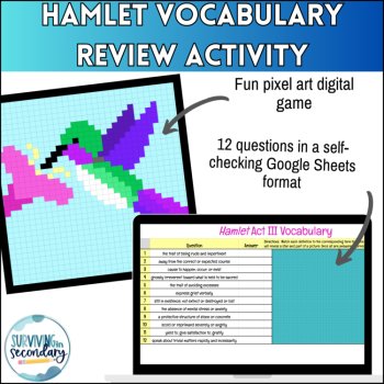Hamlet Act III Vocabulary - Self-Checking Digital Game for High School English, image 2