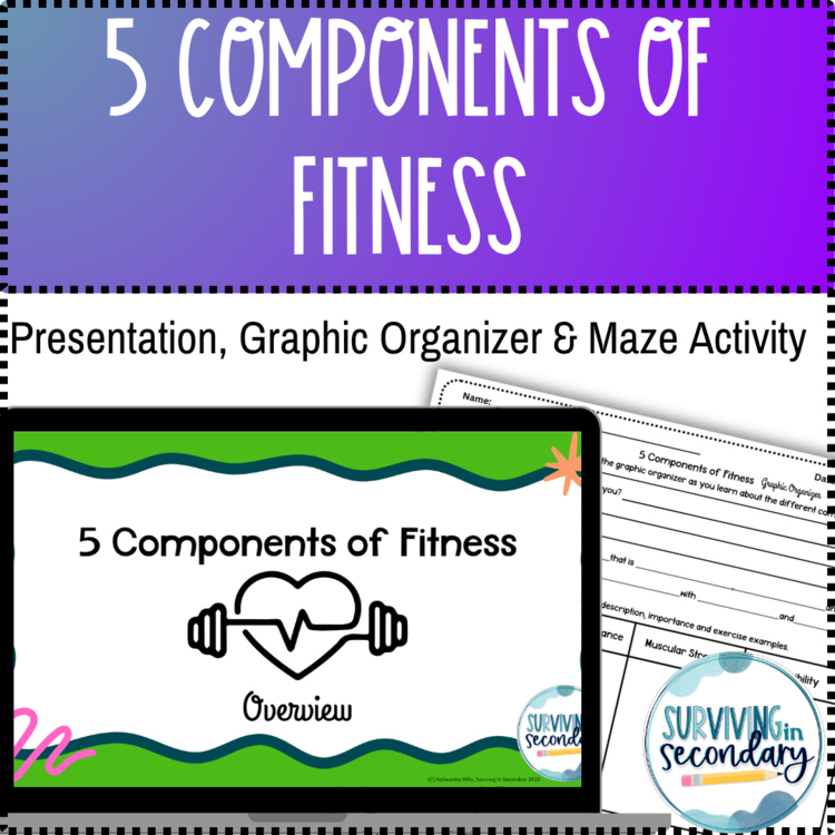 5 Components of Fitness Lesson Presentation, Graphic Organizer and Practice
