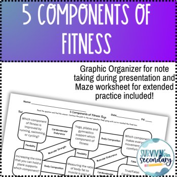 5 Components of Fitness Lesson Presentation, Graphic Organizer and Practice, image 2