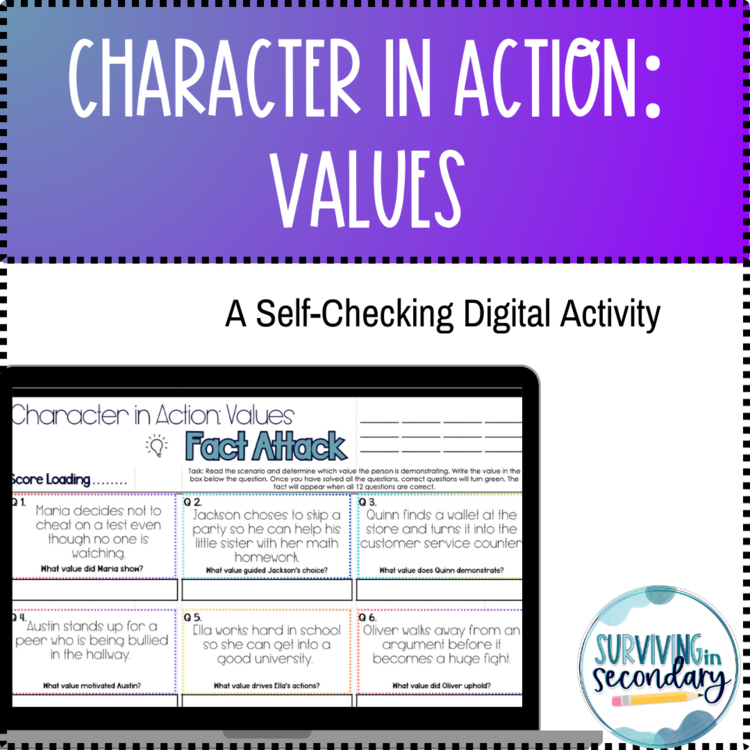 Character in Action: Values | Self-Checking SEL & Health Class Practice