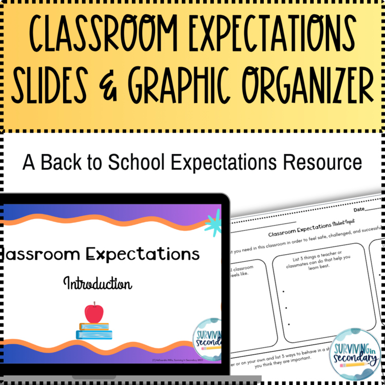 Back To School Classroom Expectations Lesson Slides and Graphic Organizer