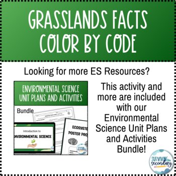 Grasslands Color by Code Science Coloring Activity, image 3