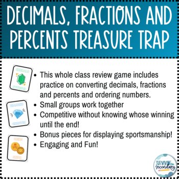 Decimals, Fractions and Percents Treasure Trap Whole Class Game, image 3